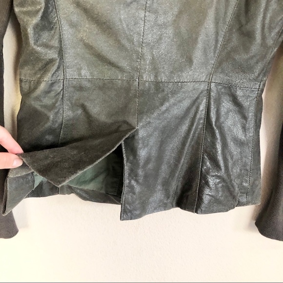 MUUBAA Shaula Leather Blazer Jacket in Metallic Grey Green - Picture 11 of 14